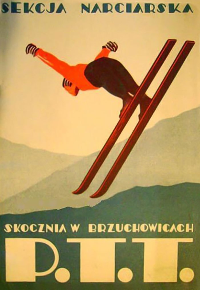 Рекламний плакат трампліну в Брюховичах, 1930-ті роки