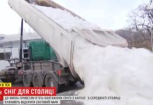 До Києва на вантажівках привезли карпатський сніг (відео)