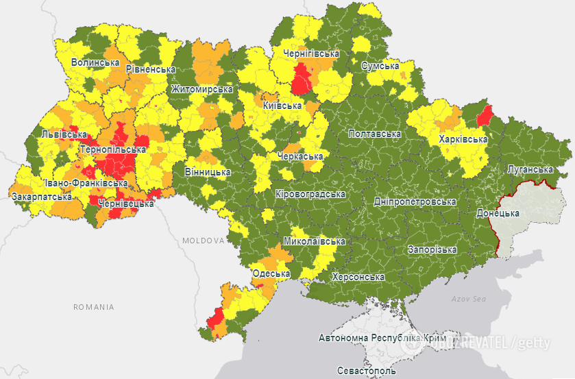 Київ віднесли до "помаранчевої" зони карантину