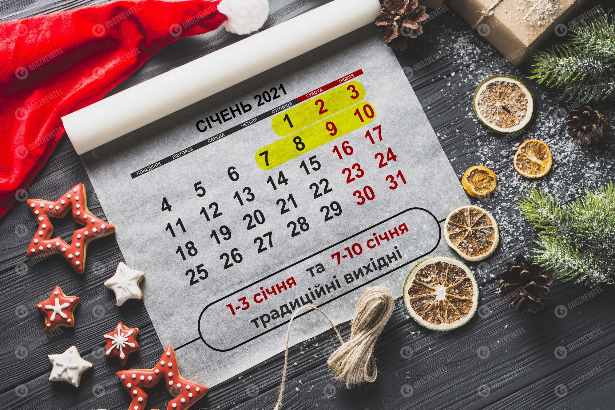 У січні 2021 року в Україні буде 12 офіційних вихідних і 19 робочих днів