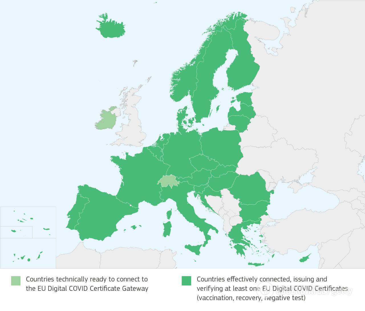 Карта дії сертифіката в ЄС