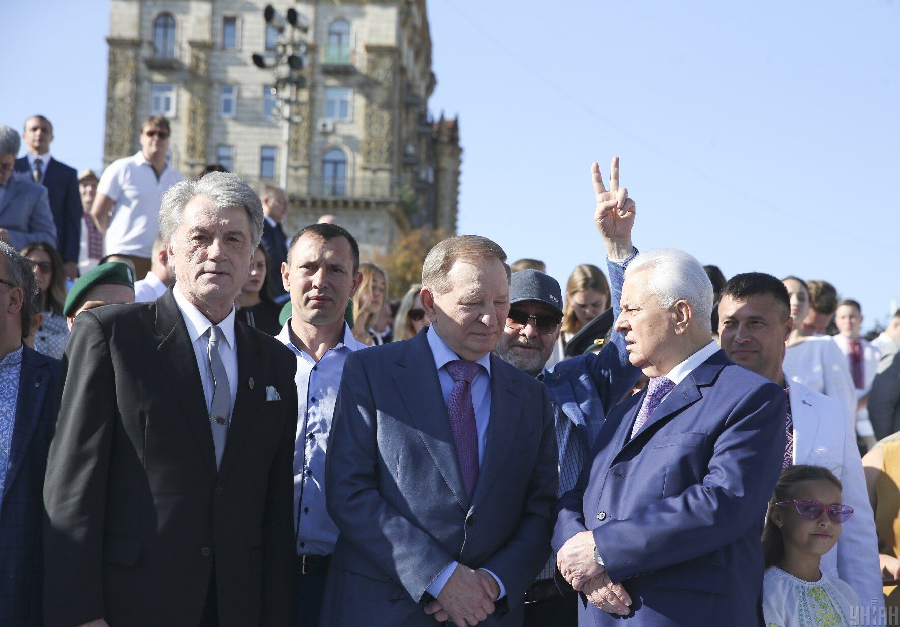 Віктор Ющенко, Леонід Кучма, Леонід Кравчук на Майдані в День Незалежності. 24 серпня 2019 року