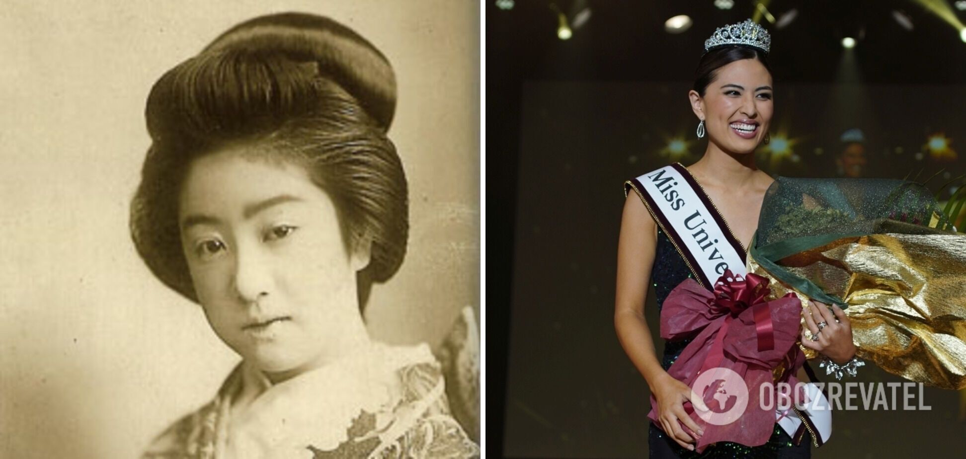 Зліва – найкрасивіша дівчина Японії у 1908 році, а справа  Міс Японія-2021.