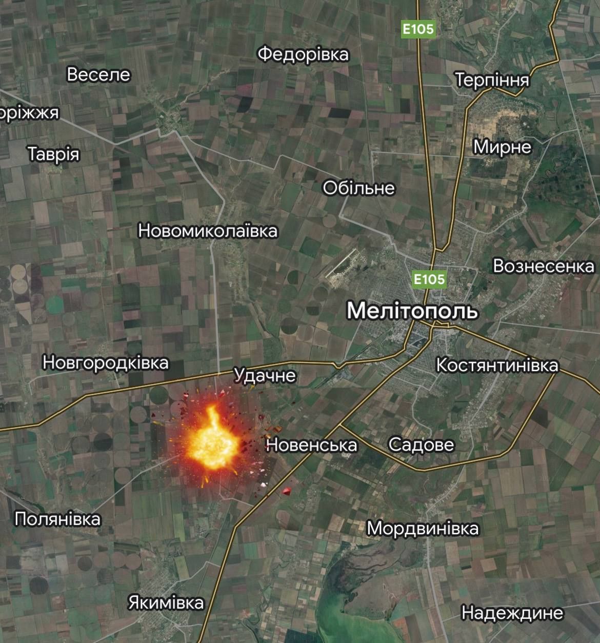 Біля Мелітополя стався вибух на залізниці, а в Бердянську знову прилетіло в району порту