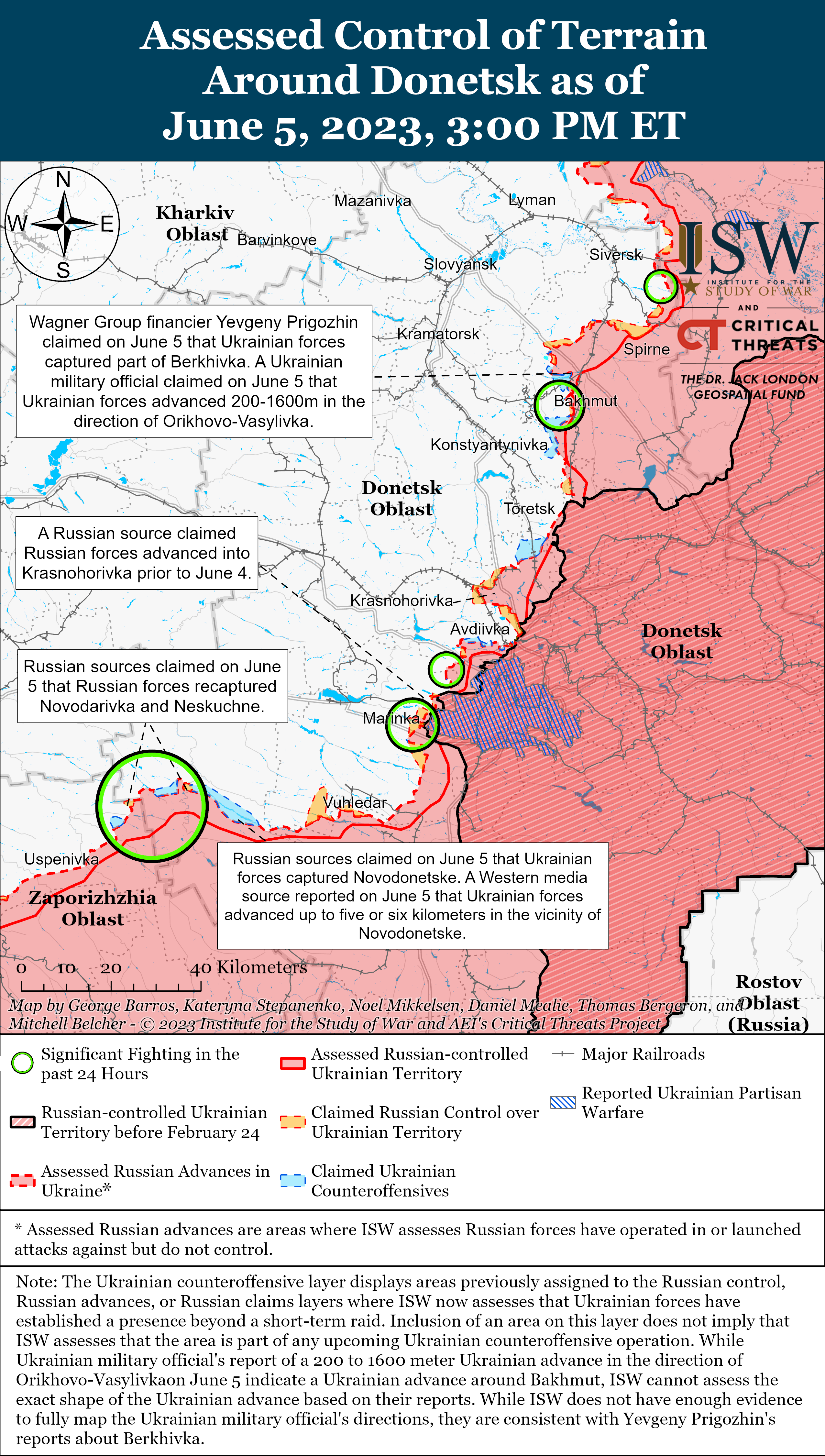 Ситуація на Донбасі. Карта боїв ISW. / © 