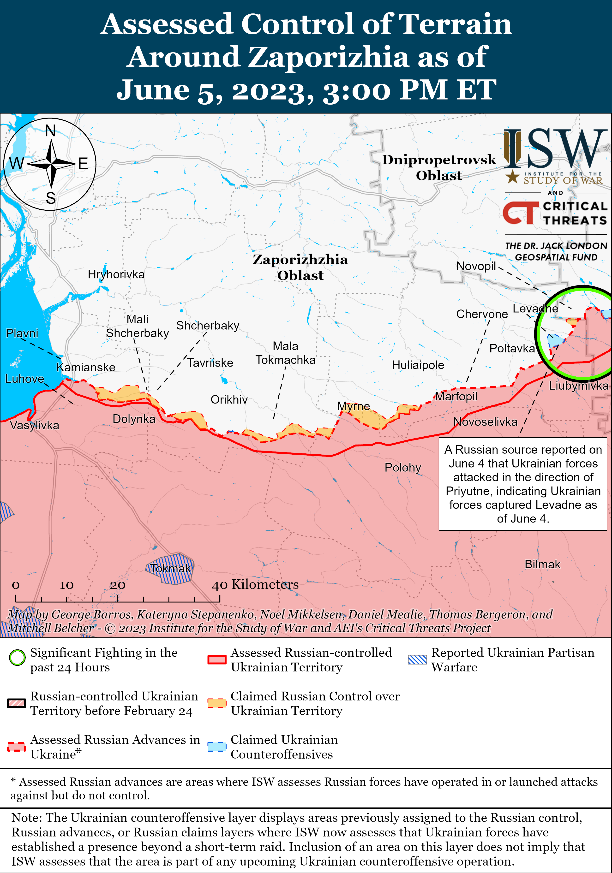 Ситуація у Запорізькій області. Карта боїв ISW. / © 