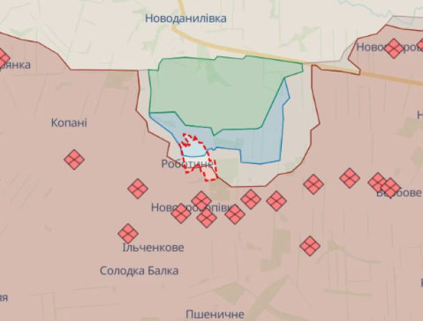 Роботине Запорізької області на мапі. ФОТО: Deepstatemap / © 