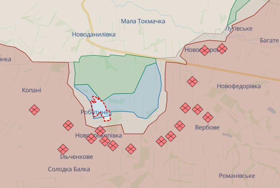 Роботине Запорізької області на мапі: ФОТО: deepstatemap / © 