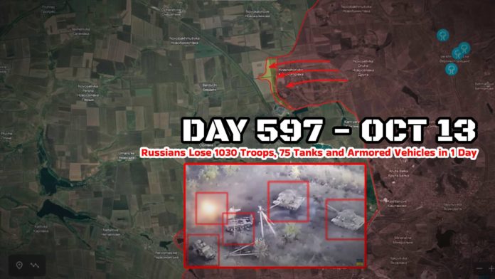 Frontline report Day 597: Russians Lose 1030 Troops, 75 Tanks and Armored Vehicles in 1 Day