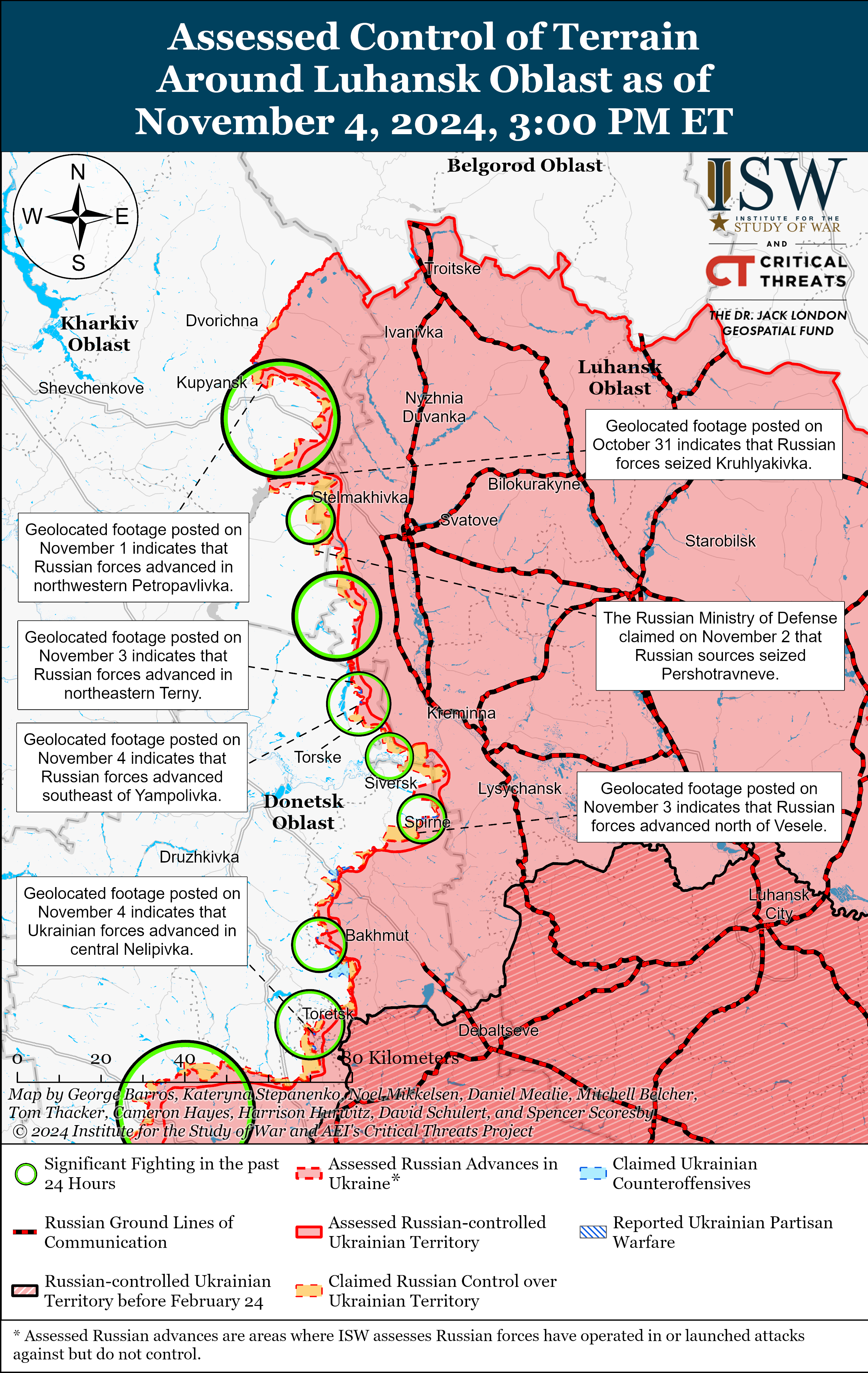 Луганська область карта ISW 5 листопада ЗСУ Росія 