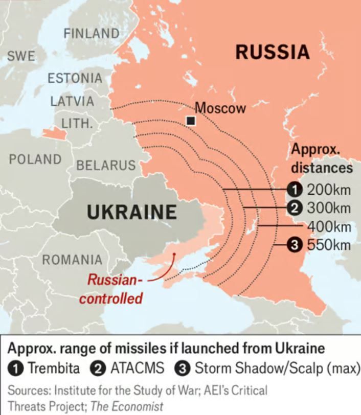 ракета Трембіта може долетіти до Москви - карта Росії