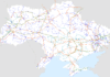 Карта електромережі України з лініями електропередачі різної напруги.